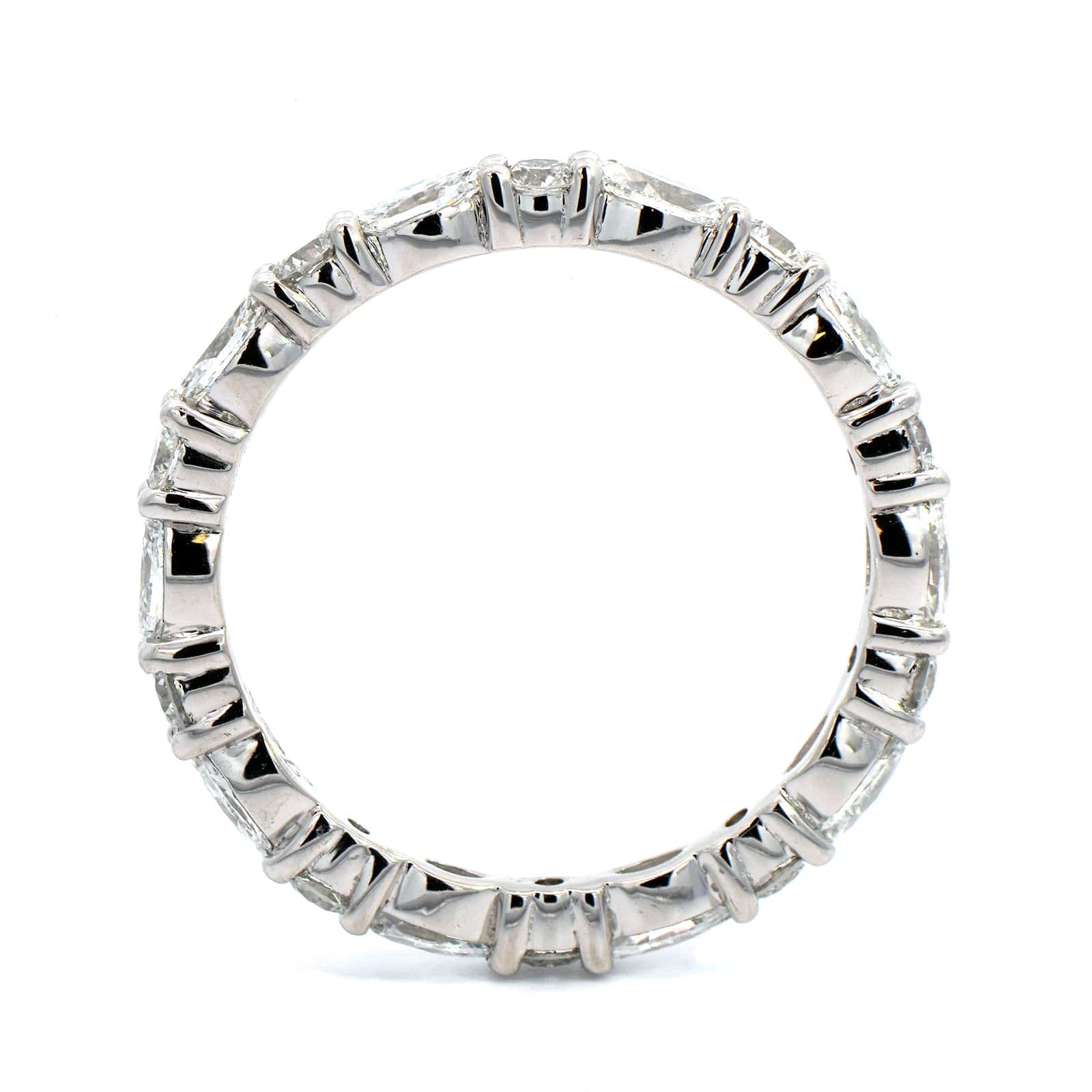 Platinum Shared Prong Alternating with Round & Marquise Shaped Diamond Eternity Band