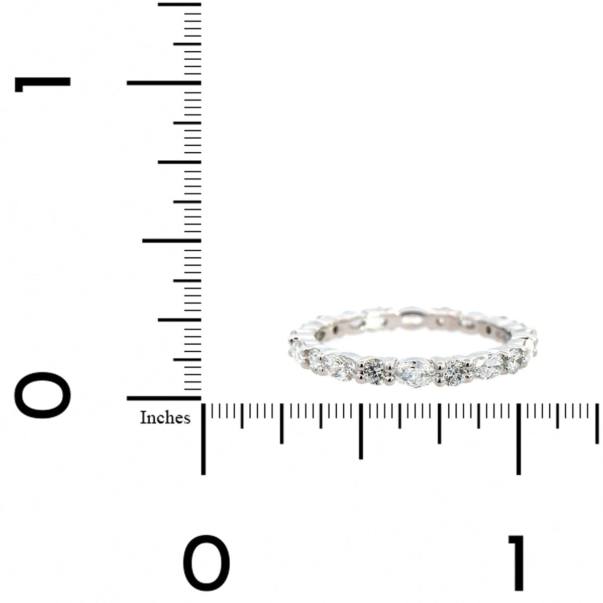 Platinum Shared Prong Alternating with Round & Marquise Shaped Diamond Eternity Band