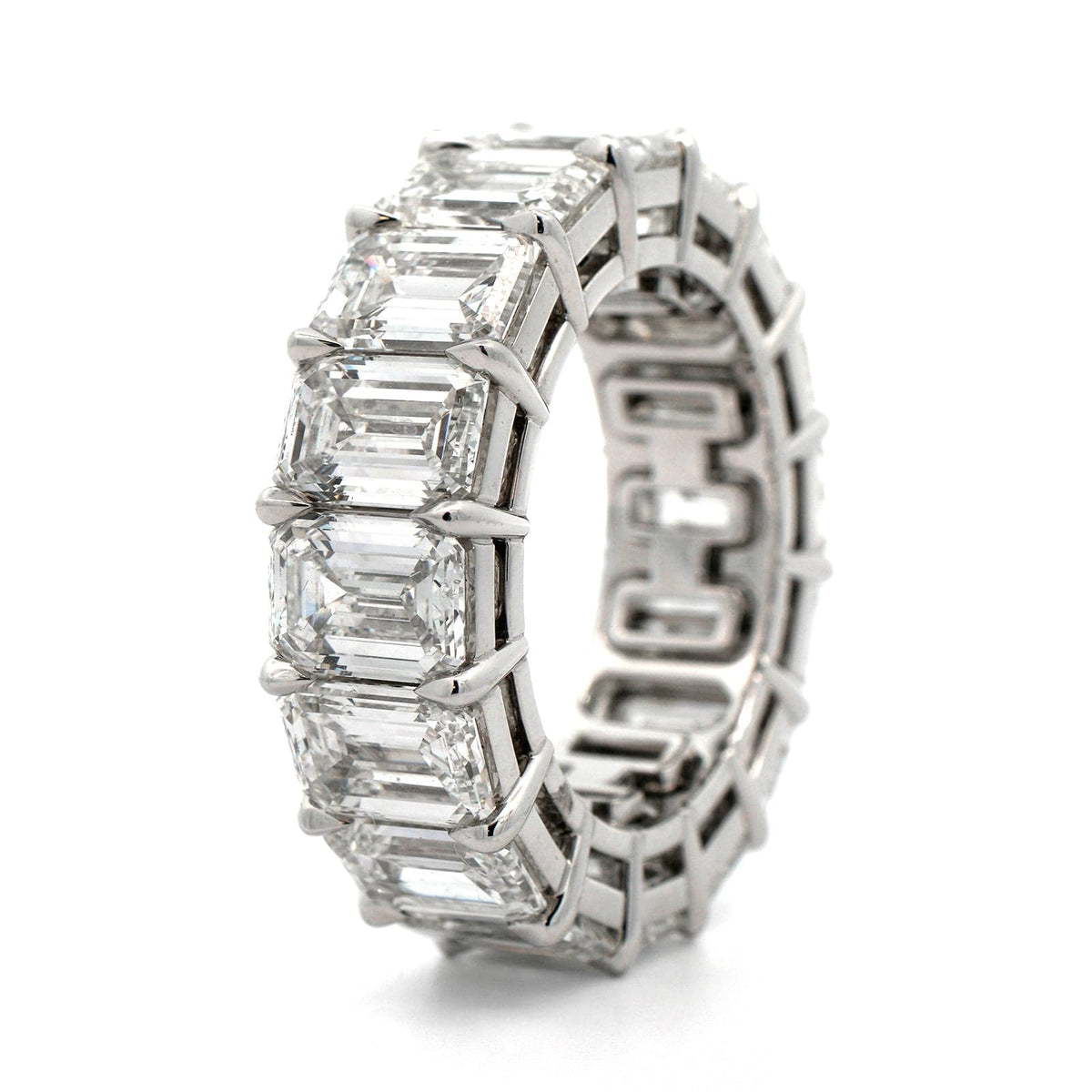 Platinum Emerald Cut Diamond Eternity Band