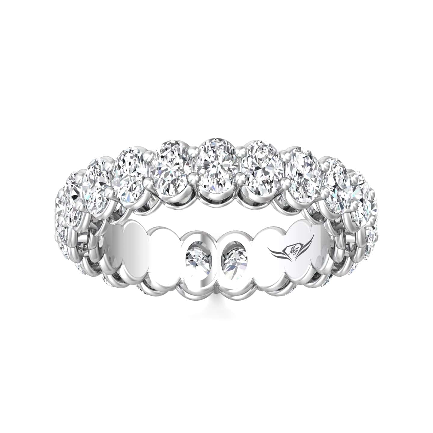 Platinum Oval Diamond Shared Prong Eternity Band