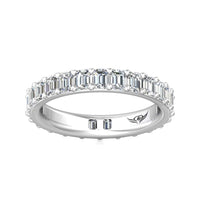 Platinum Emerald Cut Diamond Shared Prong Eternity Band