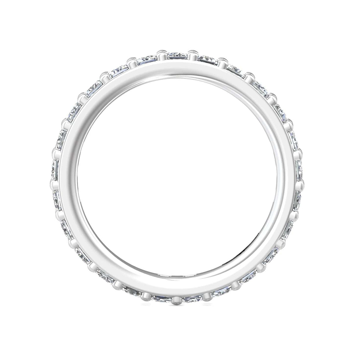 Platinum Emerald Cut Diamond Shared Prong Eternity Band