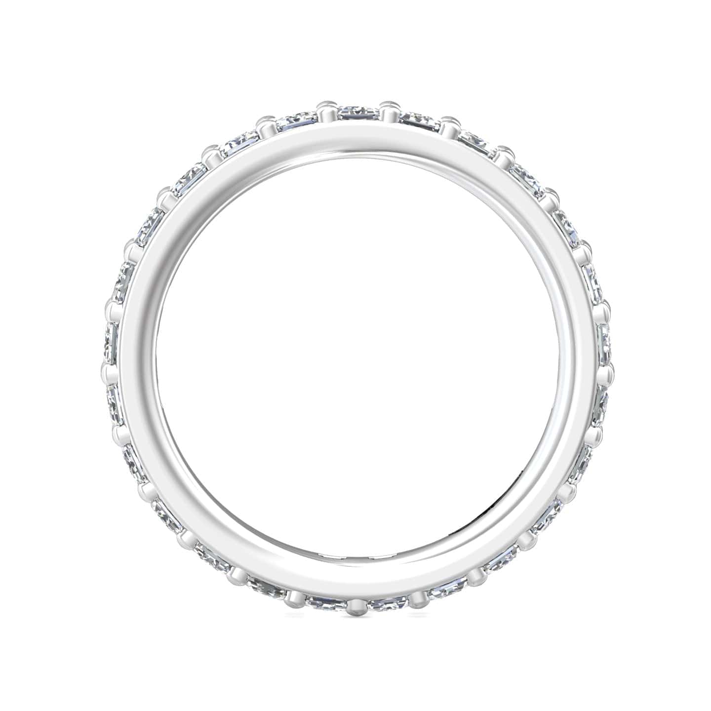 Platinum Emerald Cut Diamond Shared Prong Eternity Band