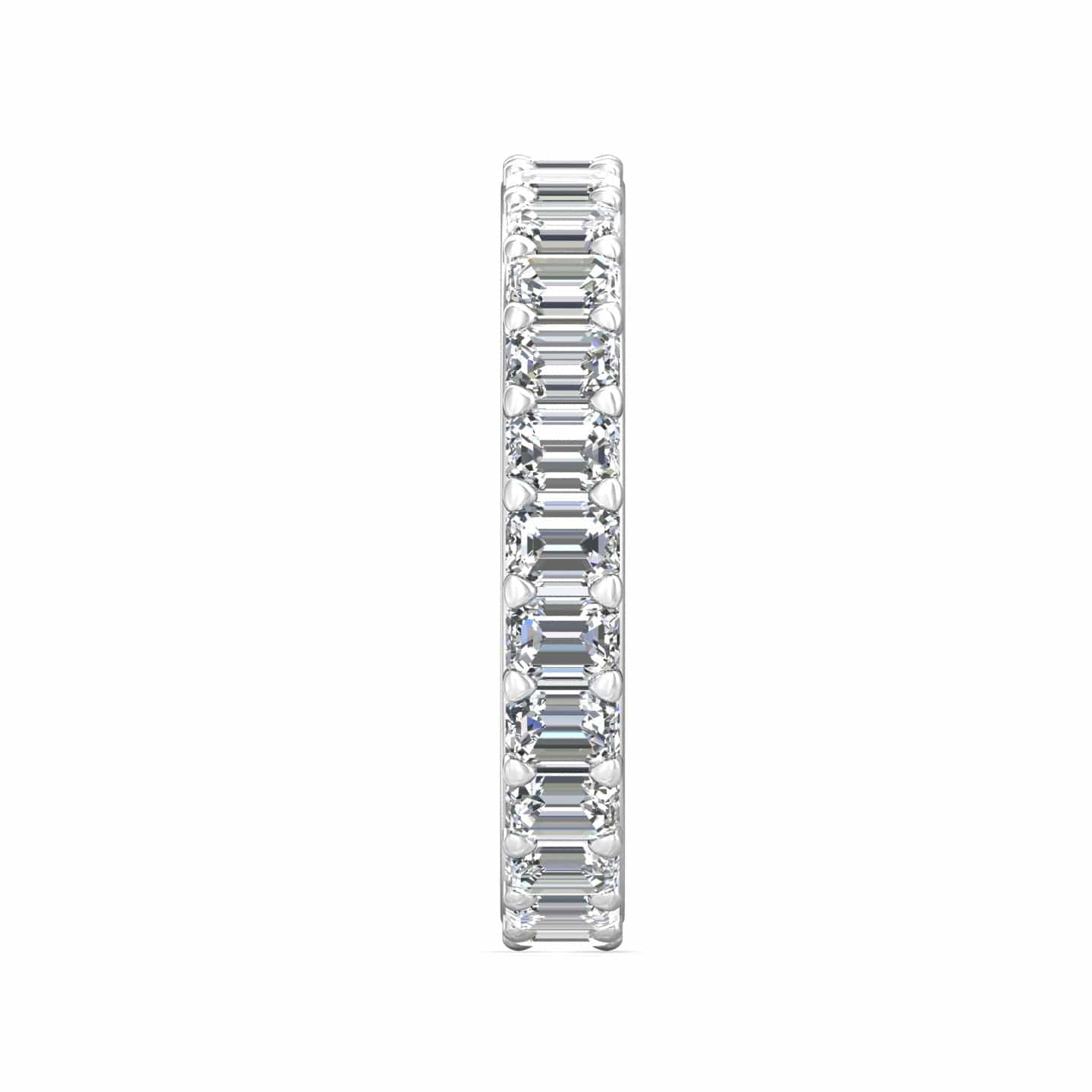 Platinum Emerald Cut Diamond Shared Prong Eternity Band