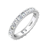 Platinum Emerald Cut Diamond Shared Prong Eternity Band