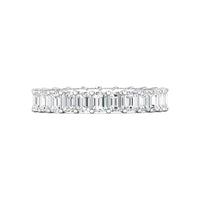 Platinum Emerald Cut Diamond Shared Prong Eternity Band
