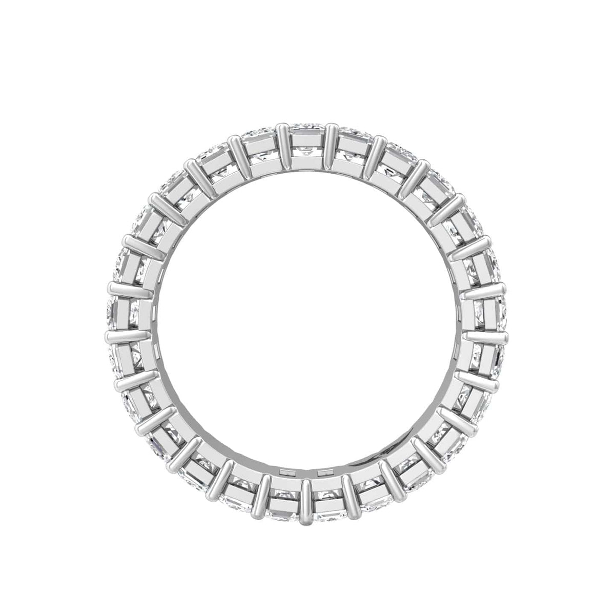 Platinum Emerald Cut Diamond Shared Prong Eternity Band
