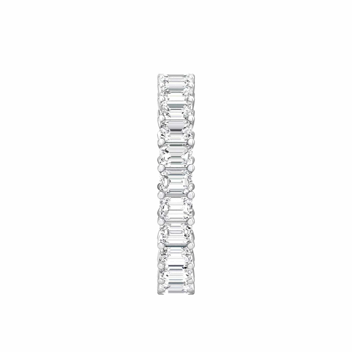 Platinum Emerald Cut Diamond Shared Prong Eternity Band