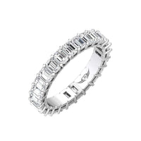 Platinum Emerald Cut Diamond Shared Prong Eternity Band