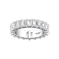 Platinum Emerald Cut Diamond Shared Prong Eternity Band