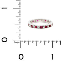 18K White Gold Channel Set Ruby and Diamond Band
