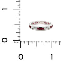 18K White Gold Channel Set Ruby and Diamond Band