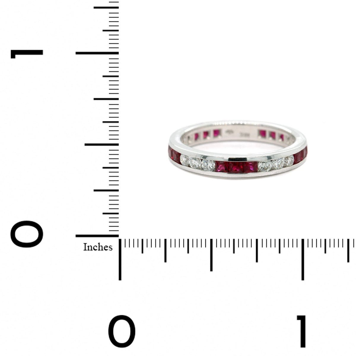 18K White Gold Channel Set Ruby and Diamond Band