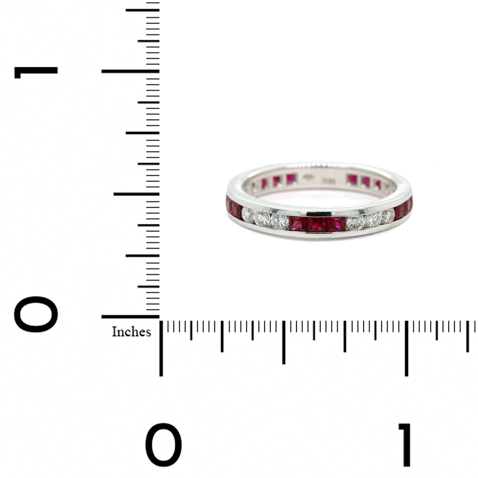 18K White Gold Channel Set Ruby and Diamond Band