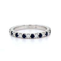 18K White Gold Shared Prong Alternating Sapphire & Diamond Eternity Band