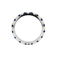 18K White Gold Shared Prong Alternating Sapphire & Diamond Eternity Band
