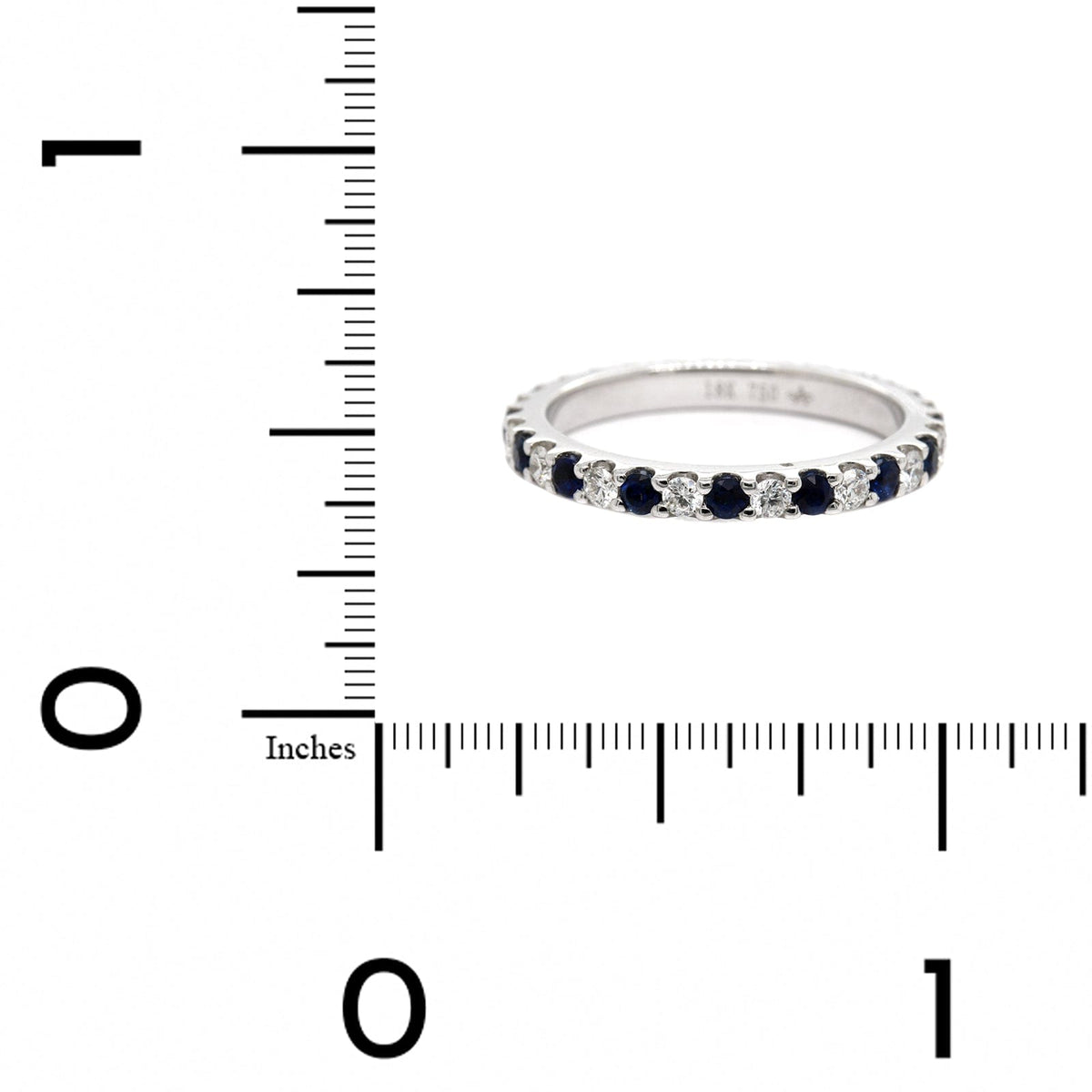 18K White Gold Shared Prong Alternating Sapphire & Diamond Eternity Band