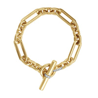 Lexington Chain Bracelet 18K Yellow Gold with Diamonds, 9.8mm