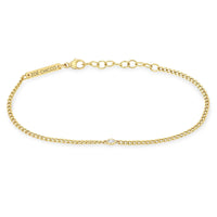14K Yellow Gold Diamond Curb Link Bracelet