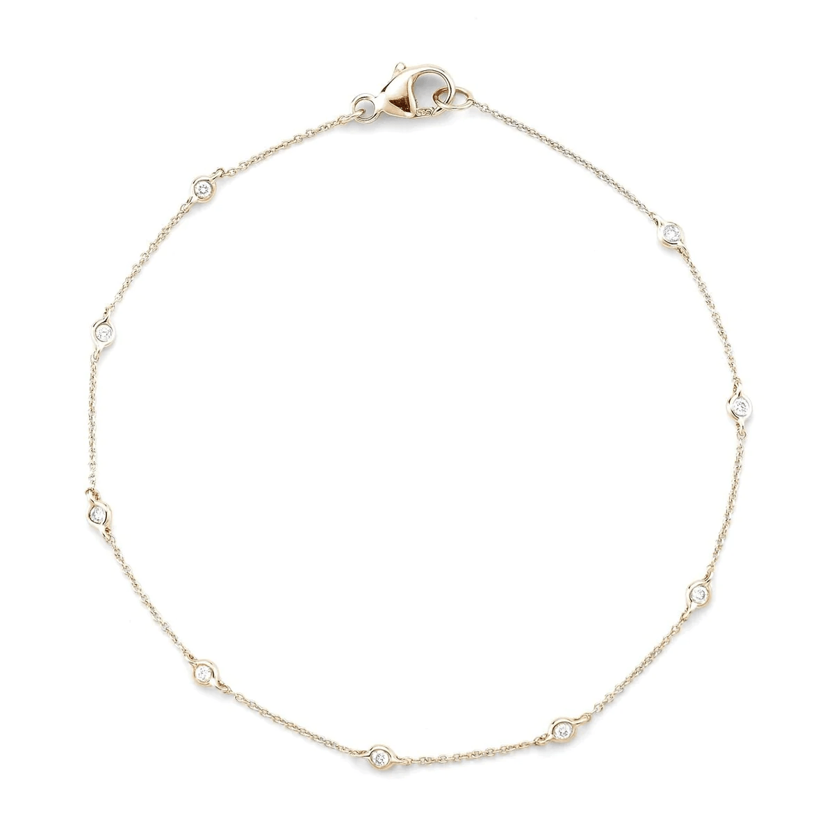 14K Yellow Gold Bezel Set Diamond Station Bracelet