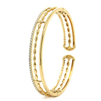 Etho Maria 18K Yellow Gold 3 Row Diamond Cuff Bracelet