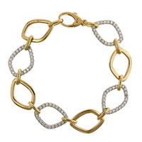 18K Yellow Gold Pave Diamond Open Link Bracelet