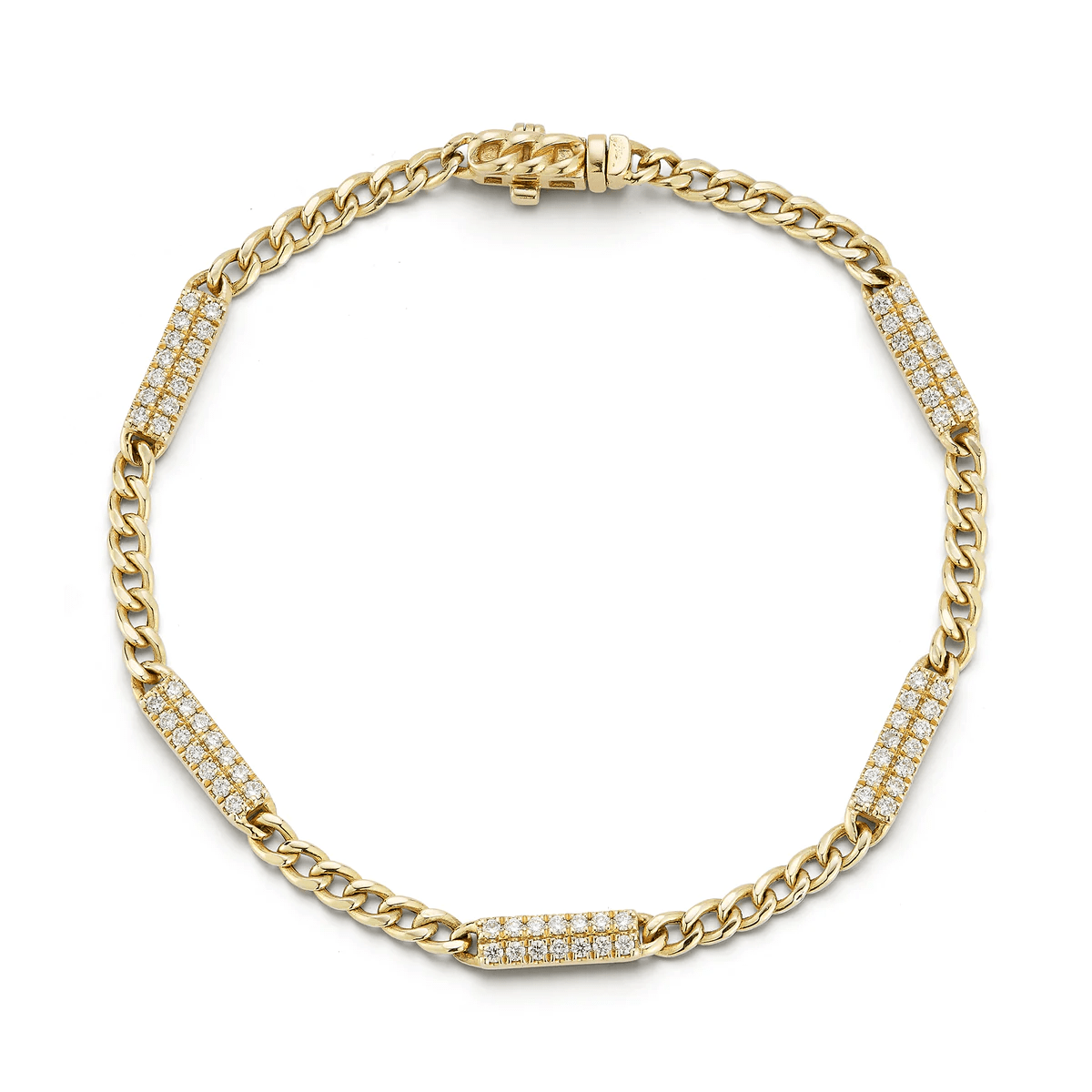 14K Yellow Gold Cuban Diamond Bracelet