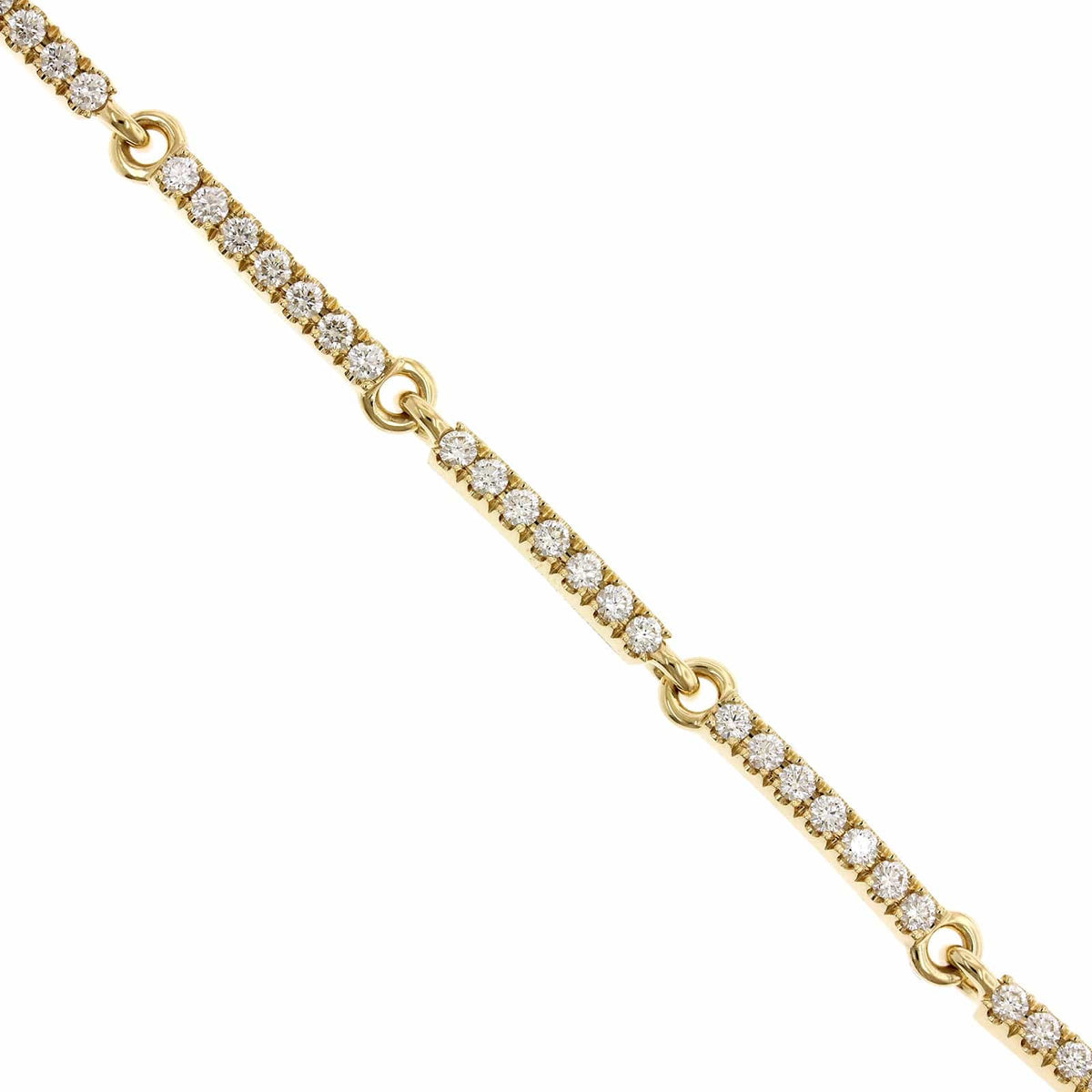 18K Yellow Gold Slid Bar Link Pave Diamond Bracelet