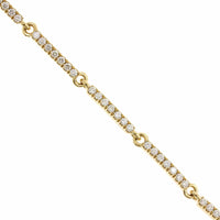 18K Yellow Gold Slid Bar Link Pave Diamond Bracelet