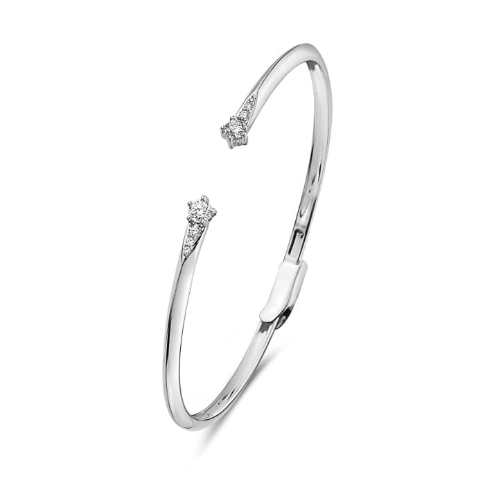 14K White Gold Open Diamond Bracelet
