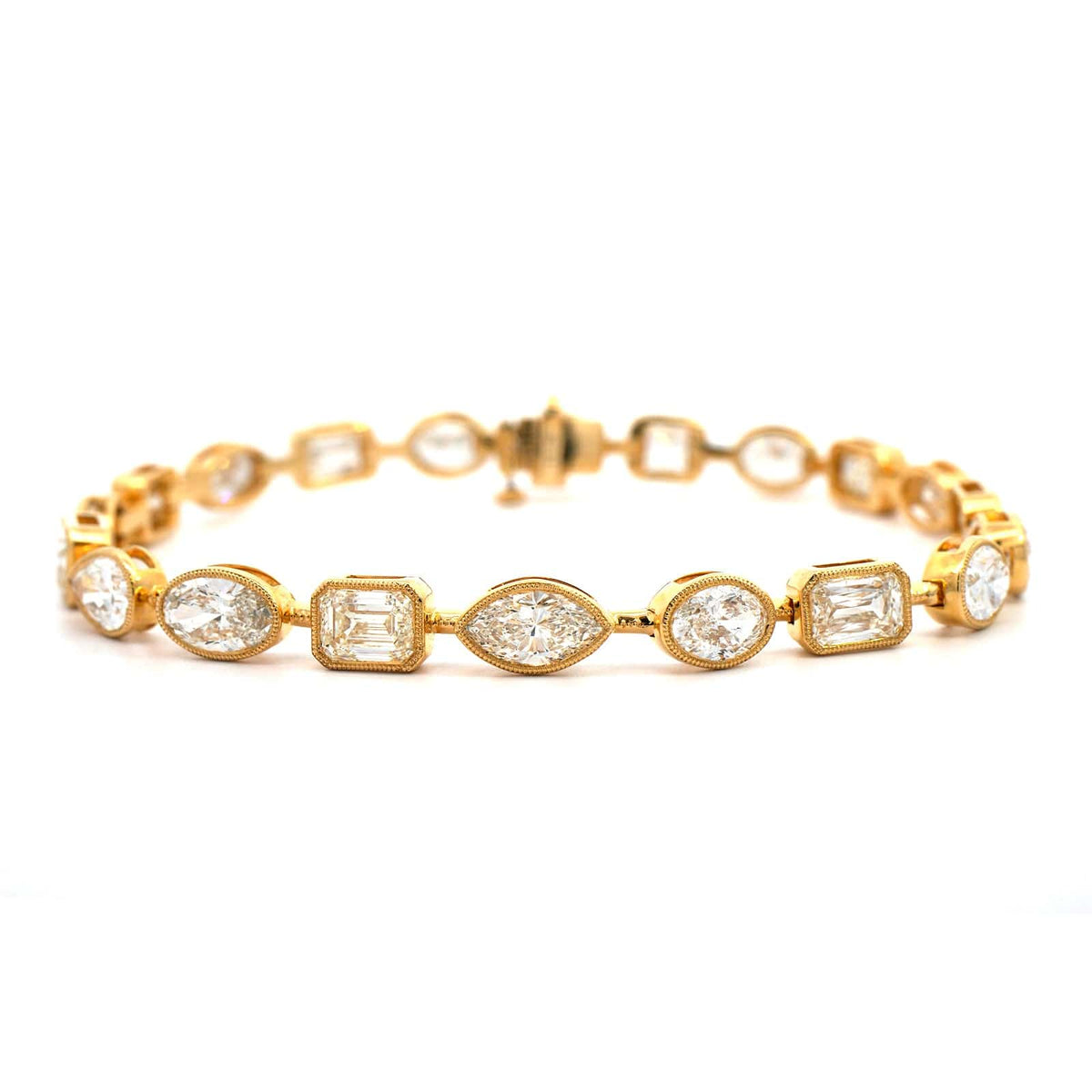 18K Yellow Gold Mixed Cut Diamond Bracelet