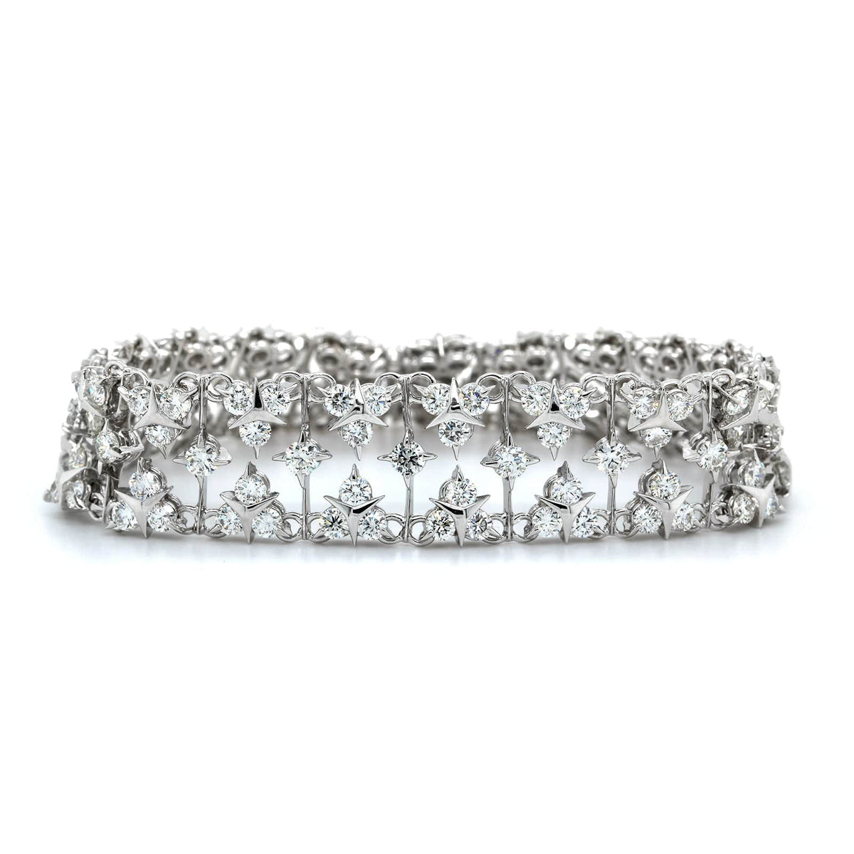 18K White Gold Mercedes Diamond Link Bracelet