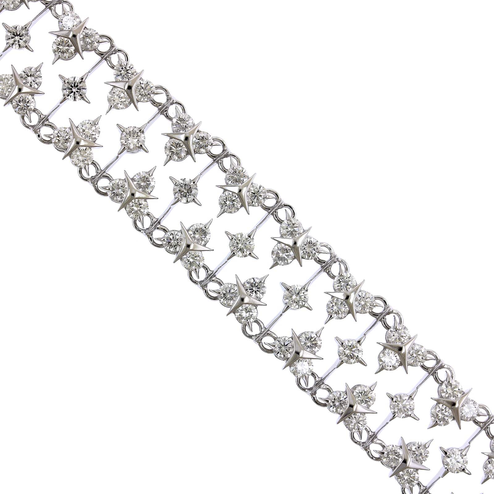 18K White Gold Mercedes Diamond Link Bracelet