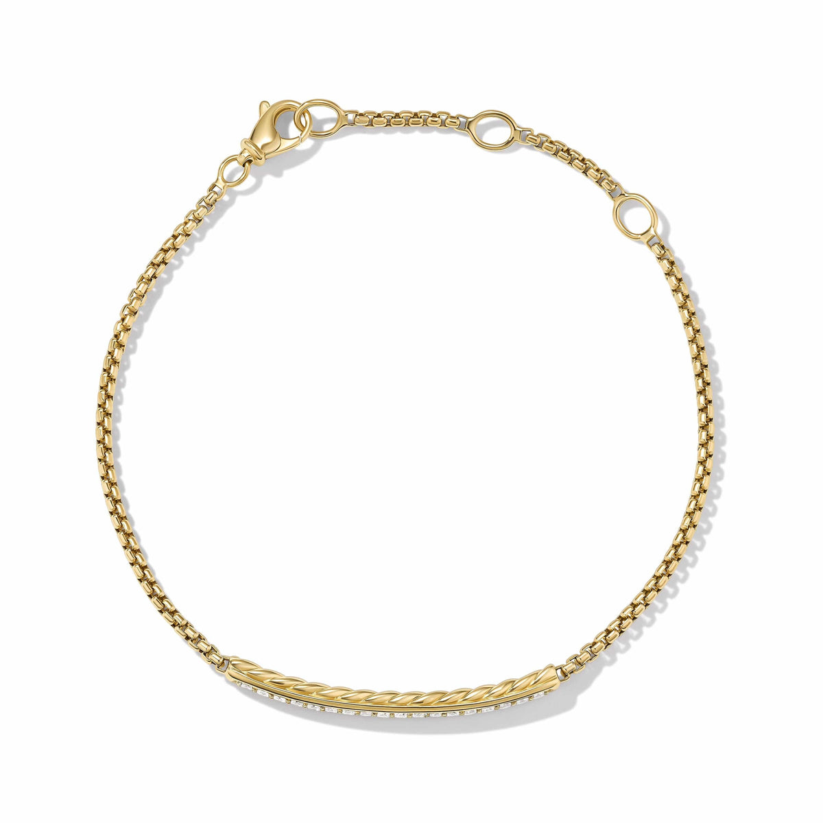 Petite Pavé Bar Bracelet in 18K Yellow Gold with Diamonds, 1.7mm