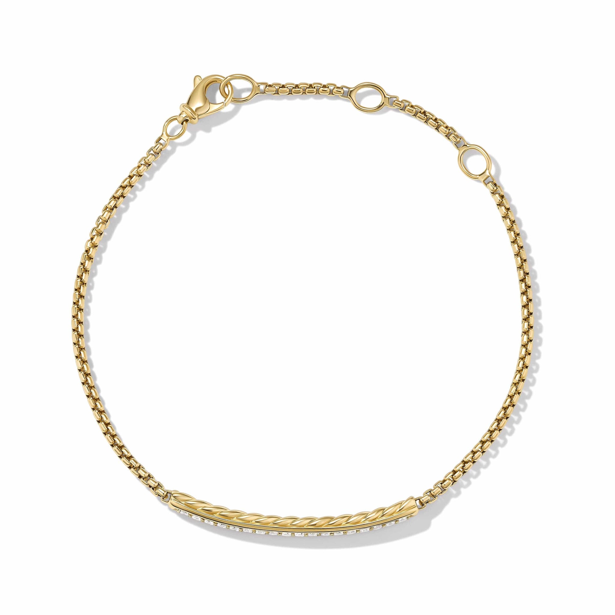 Petite Pavé Bar Bracelet in 18K Yellow Gold with Diamonds, 1.7mm