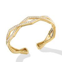 Zig Zag Stax™ Cuff Bracelet in 18K Yellow Gold with Diamonds, 13mm
