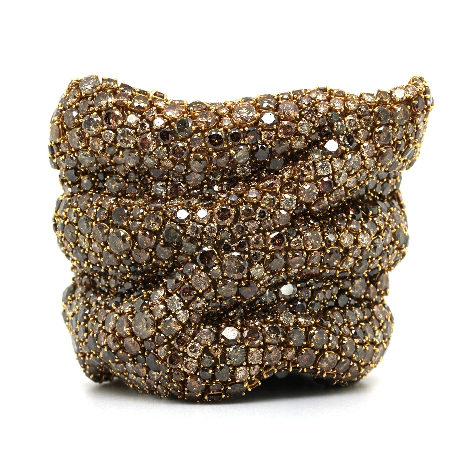 Etho Maria 18K Yellow Gold Brown Diamond Fabric-Like Bracelet