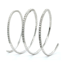 18K White Gold 3 Row Coil Style Diamond Bracelet