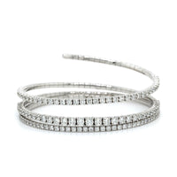 18K White Gold 3 Row Coil Style Diamond Bracelet