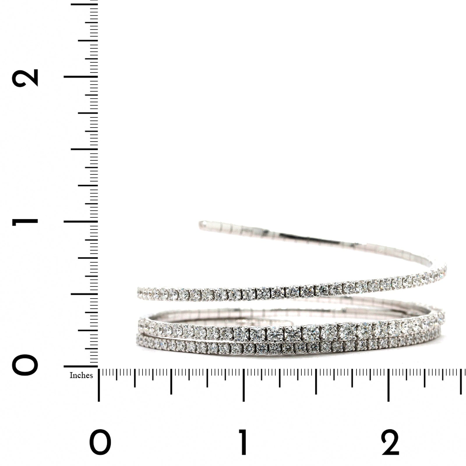 18K White Gold 3 Row Coil Style Diamond Bracelet