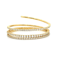 18K Yellow Gold 3 Row Coil Style Diamond Bracelet