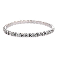 Zydo 18K White Gold Alternating Single & Double Row Diamond Stretch Bracelet