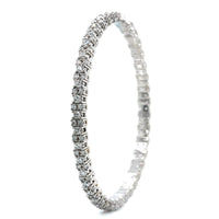 Zydo 18K White Gold Alternating Single & Double Row Diamond Stretch Bracelet