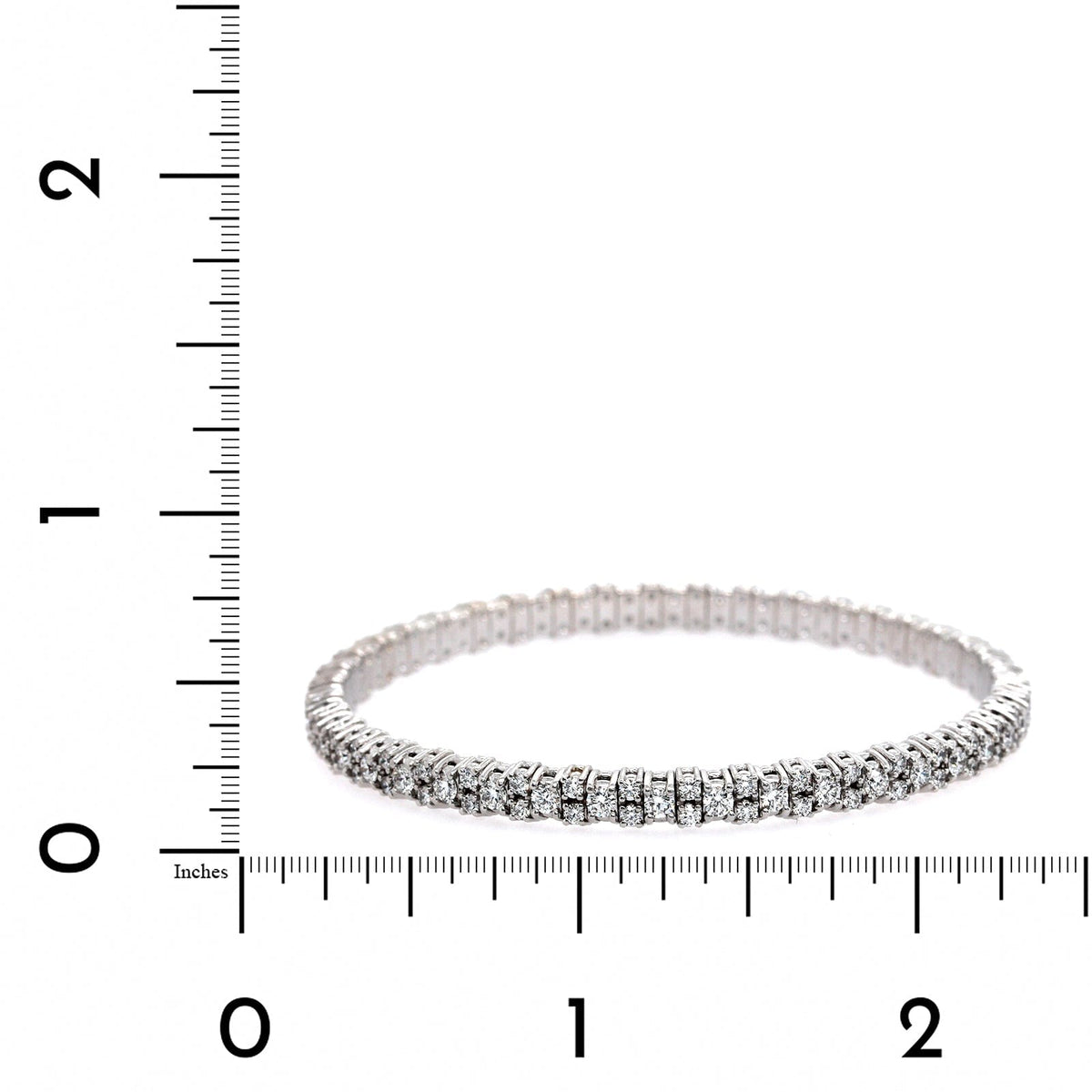 Zydo 18K White Gold Alternating Single & Double Row Diamond Stretch Bracelet
