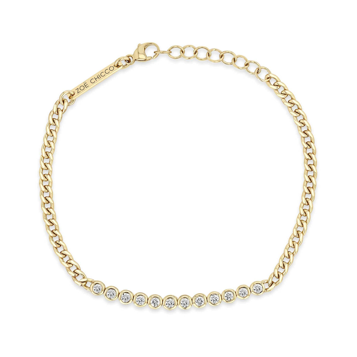 14K Yellow Gold Tennis Station Diamond Bracelet