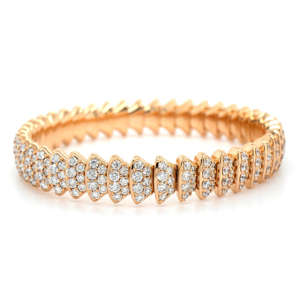 Zydo 18K Rose Gold Diamond Scalloped Stretch Bracelet
