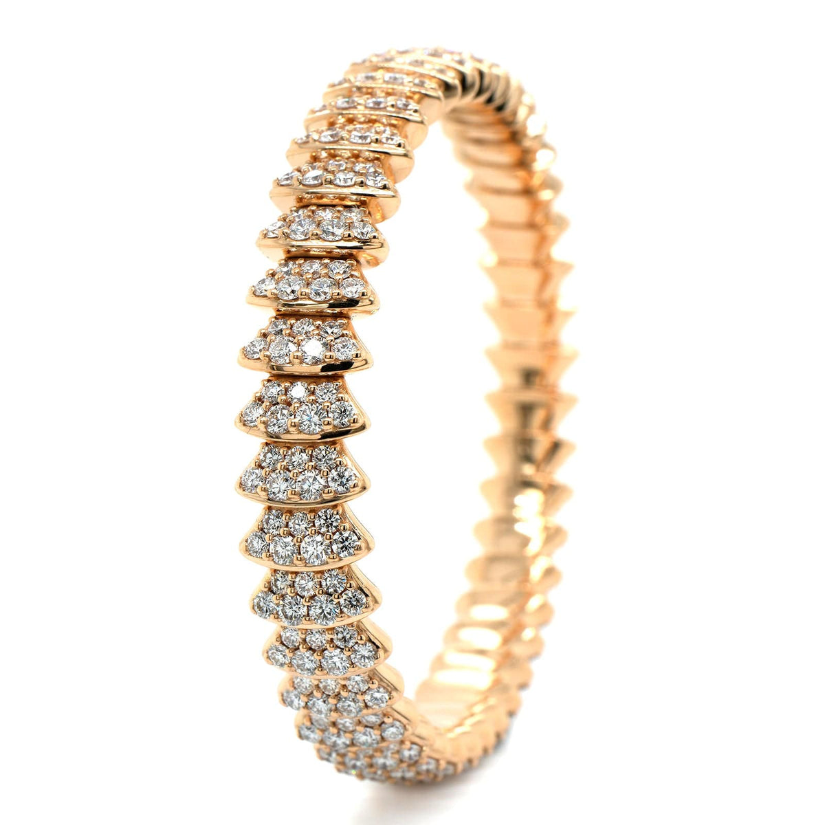 Zydo 18K Rose Gold Diamond Scalloped Stretch Bracelet