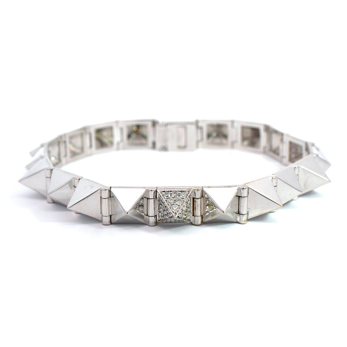 18K White Gold Spiked Diamond Bracelet