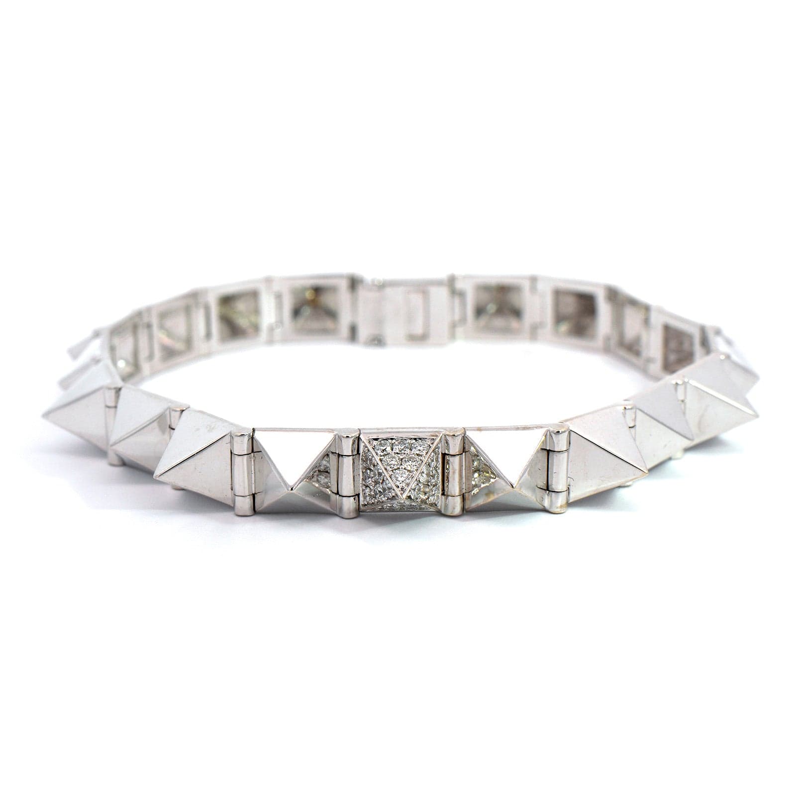18K White Gold Spiked Diamond Bracelet