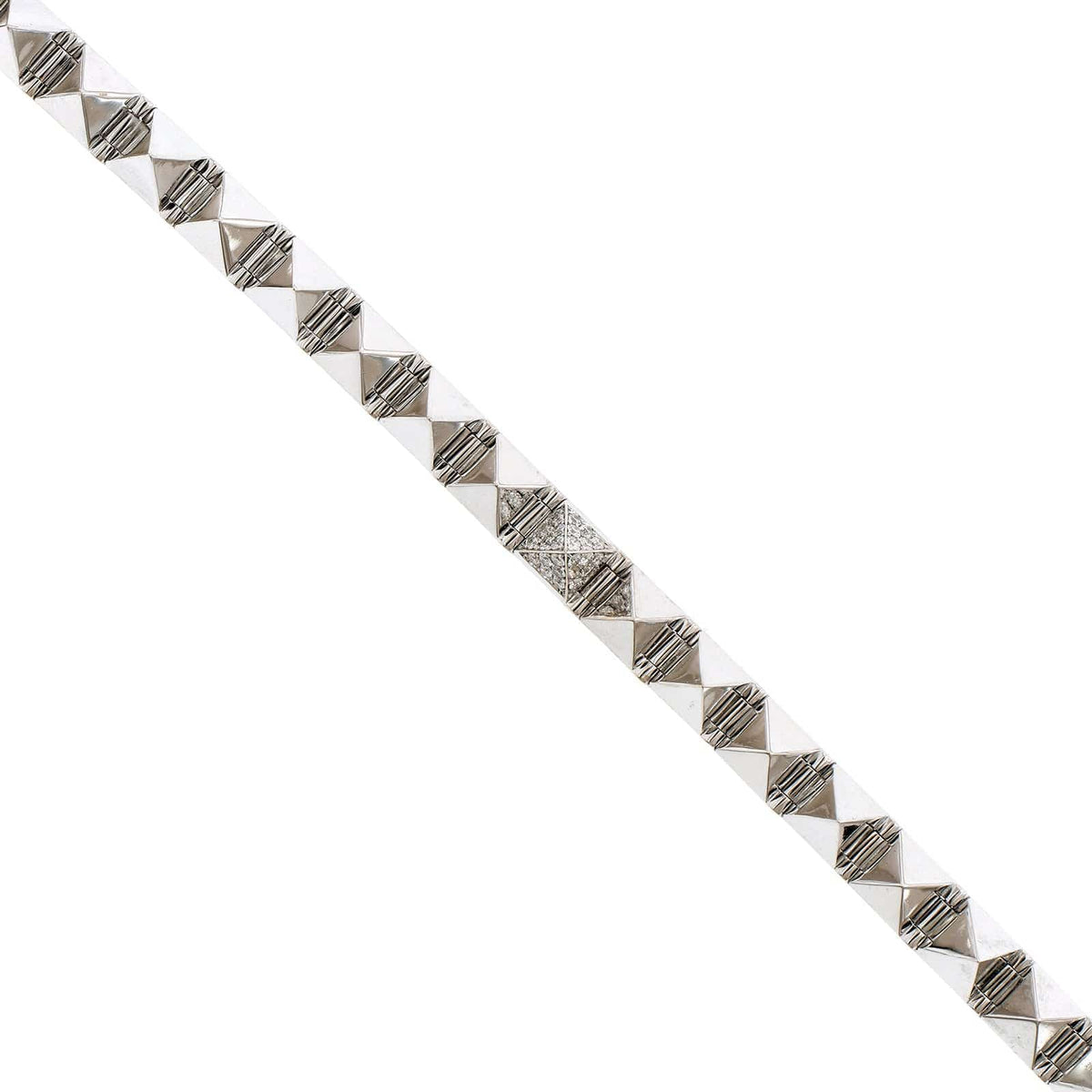 18K White Gold Spiked Diamond Bracelet